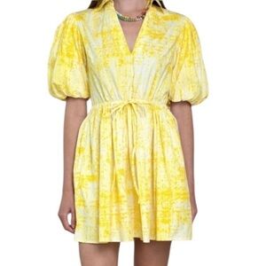 Olivia James The Label Daphne Mini Dress in Scatter Golden Floral Print Size S